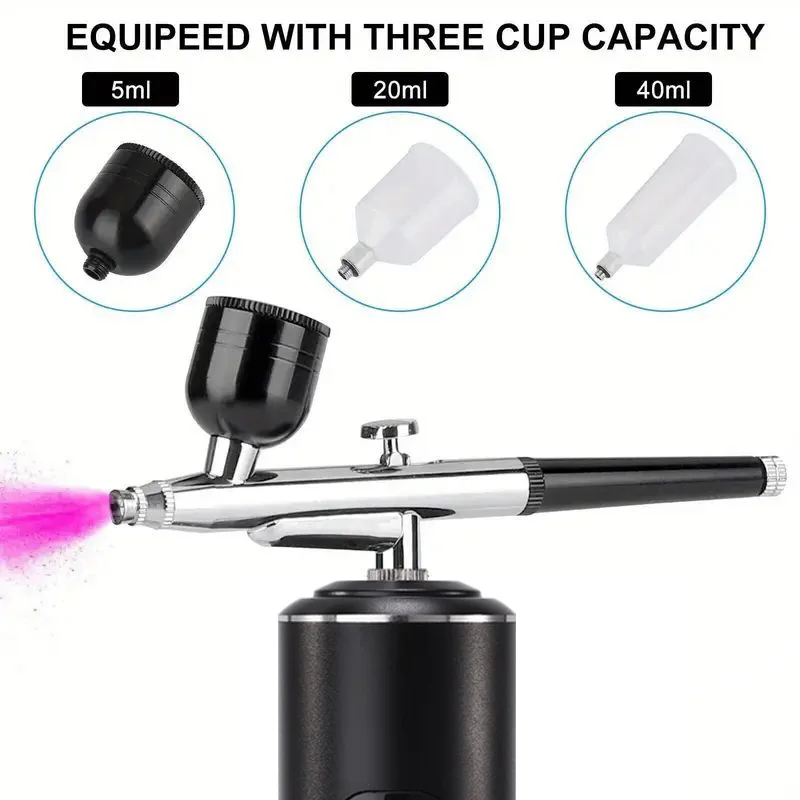 Draadloze spuitpistoolset met display verstelbaar 3, spijkerpistoolset, anti-verstopping, inclusief mondstuk van 0,3 mm, reinigingsborstel, verlenging
