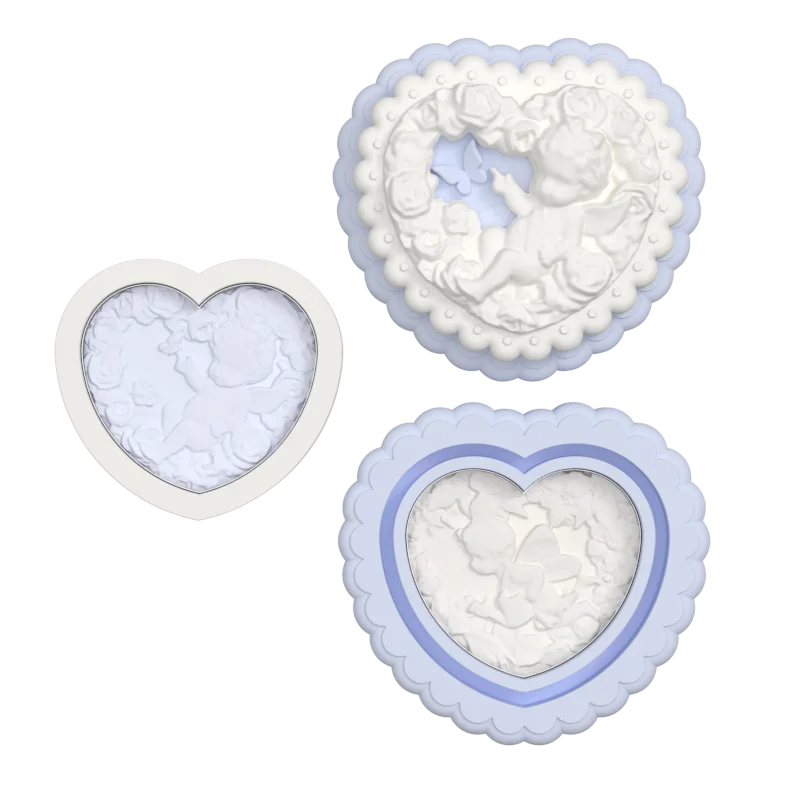 Blush per trucco Fard in polvere con rilievo angelo Doppio colore Fumo di albicocca Fard in polvere senza crudeltà - Forma, conturino e evidenziazione viso