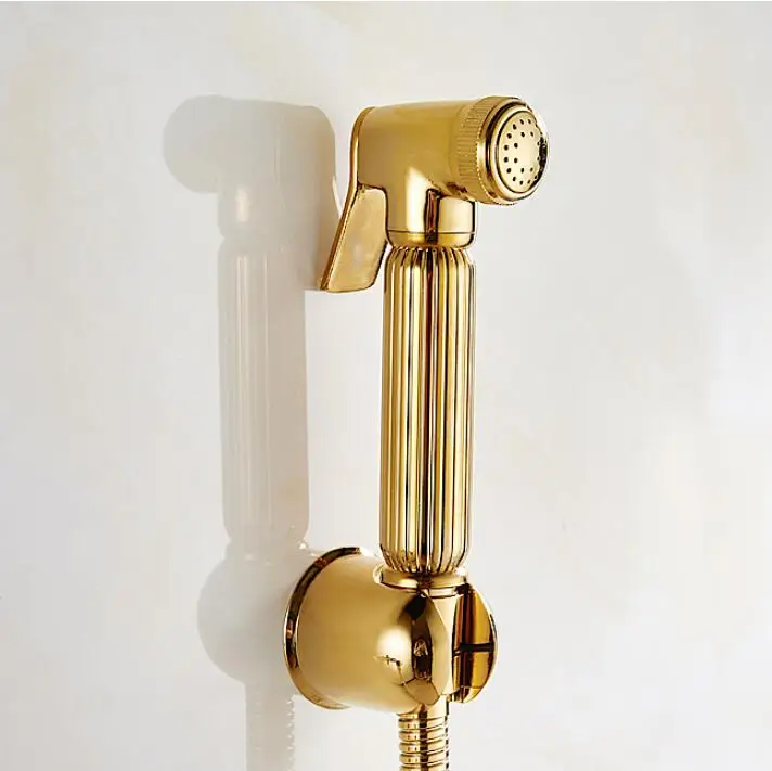 Vidric Bathroom Gold Shower Head Set With ABS Holder And 1.5 M Plumbing Hose Rainfall hand held Shower Head Water Saving