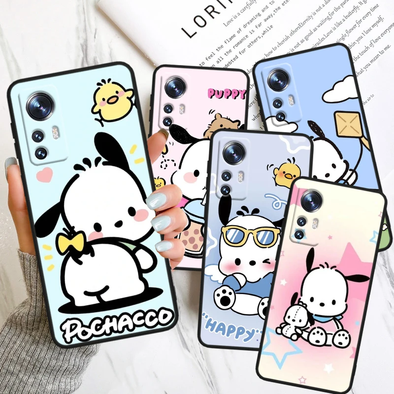 Cartoon Cute Pochacco Comic For Xiaomi Mi 14 13 12T 12S 12X 12 11i 11X 11T Ultra Pro Shockproof Soft TPU Black Phone Case