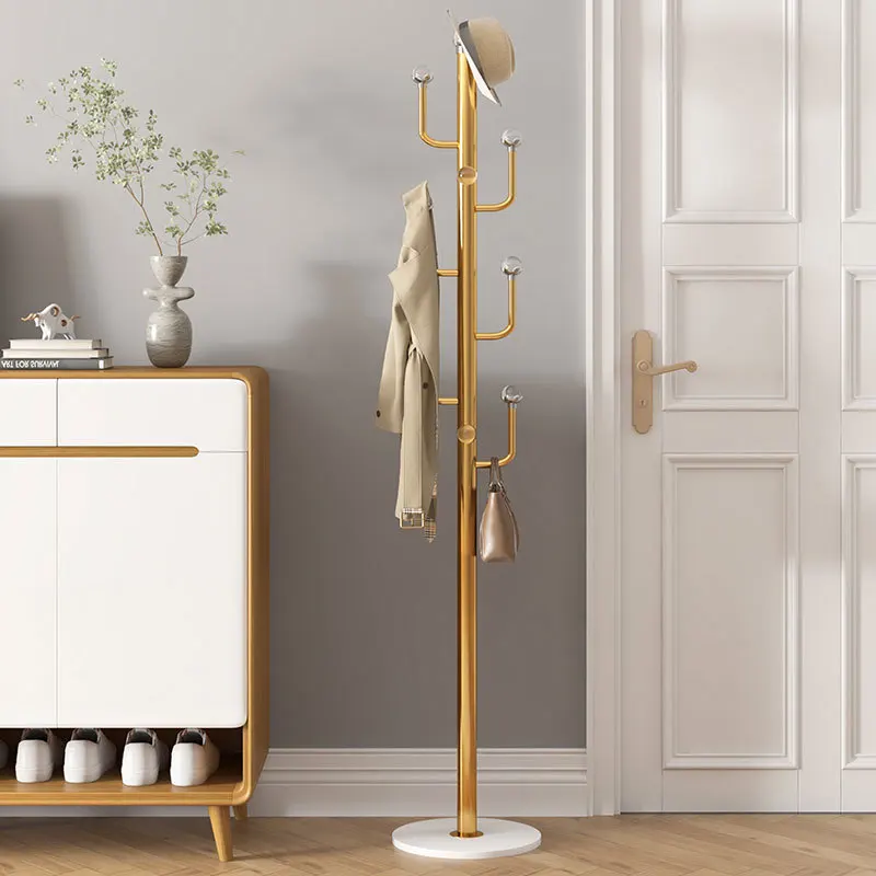 Light Luxury Floor Standing Coat Rack, Modern and Simple Vertical Hanger, Home Bedroom Living Room Crystal Ball Hanger