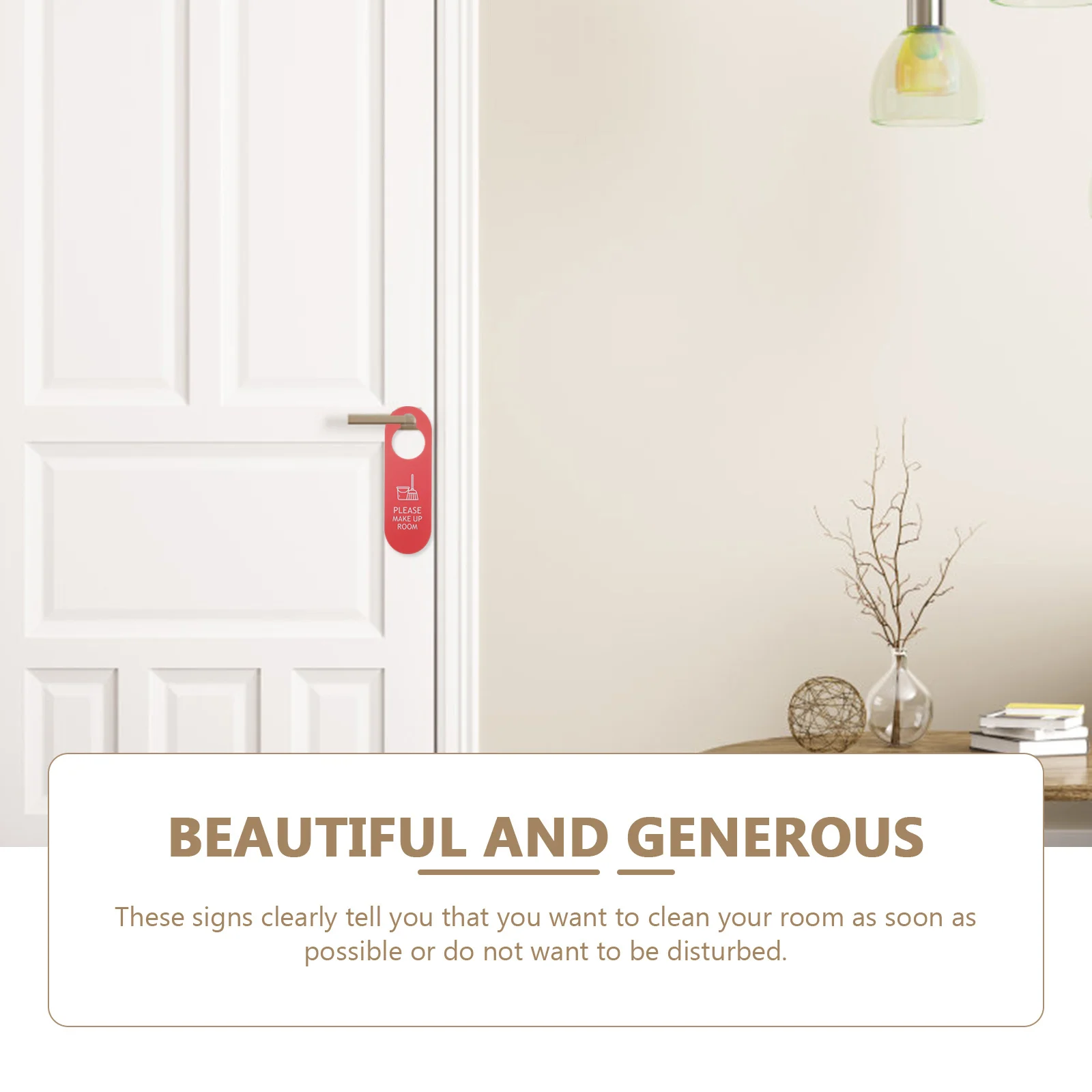 

6Pcs Door Handle Hangers Please Do Not Disturb Make Up Room Door Hanging Tags Double Side Clear Printing for Hotel Bar