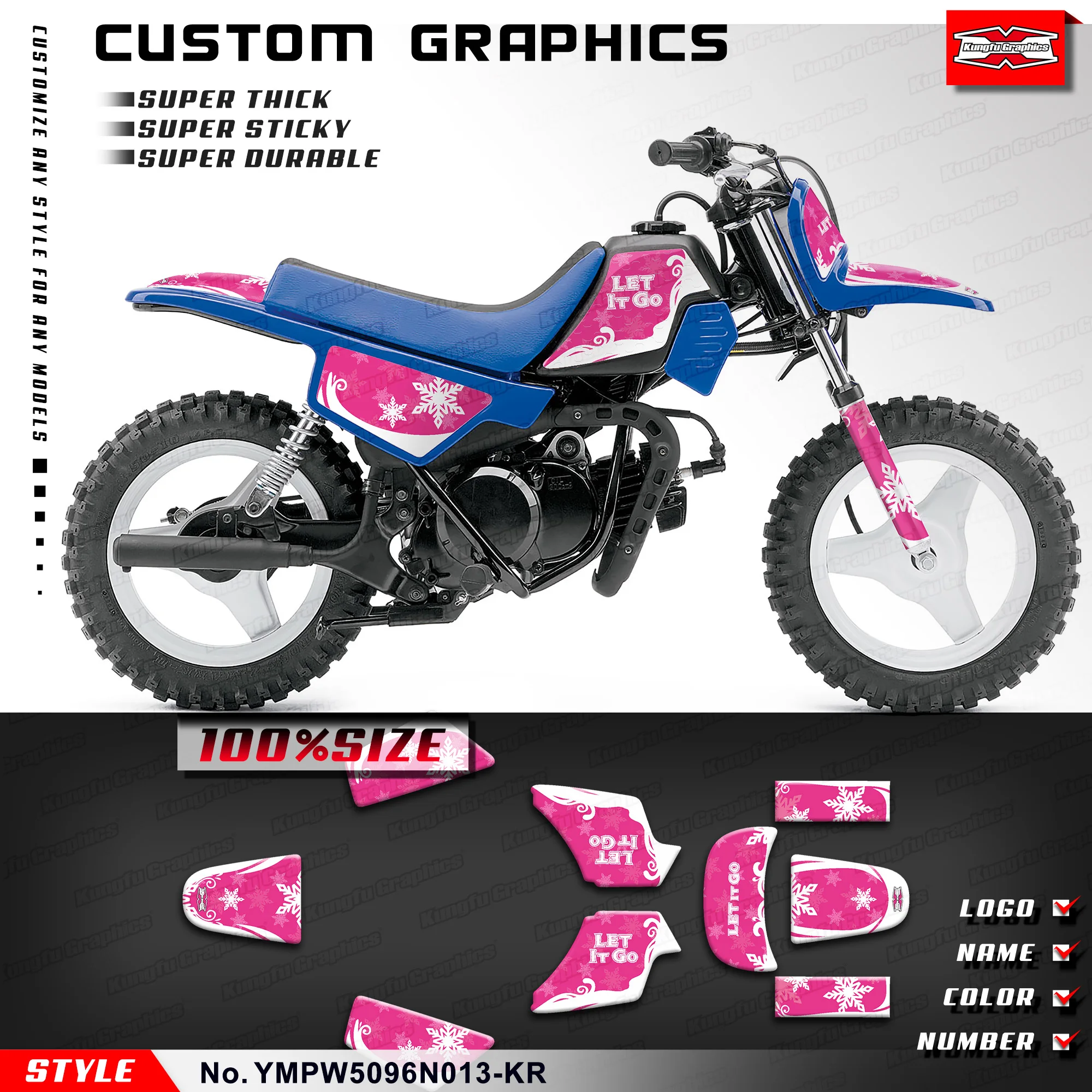 KUNGFU GRAPHICS Stickers Set Motorcycle Decals for Yamaha PW50 PW 50 Piwi50 Piwi 50,Rebuild Kit, YMPW5096N013-KR