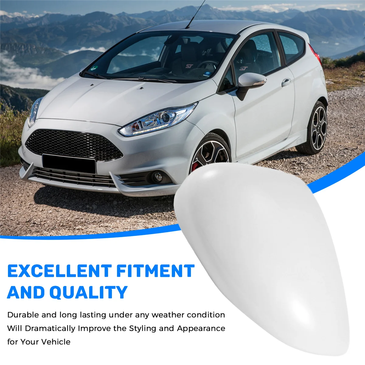 1 шт. левосторонний белый зеркальный чехол для Ford Fiesta 2008 - 2017