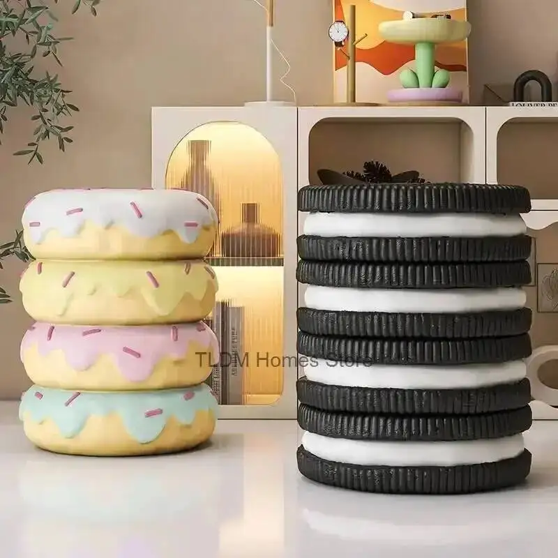 Creative Cute Cookie Coffee Table Living Room Sofa Side Table Bedroom Bedside Table Home Nordic Furniture Small Round Stool