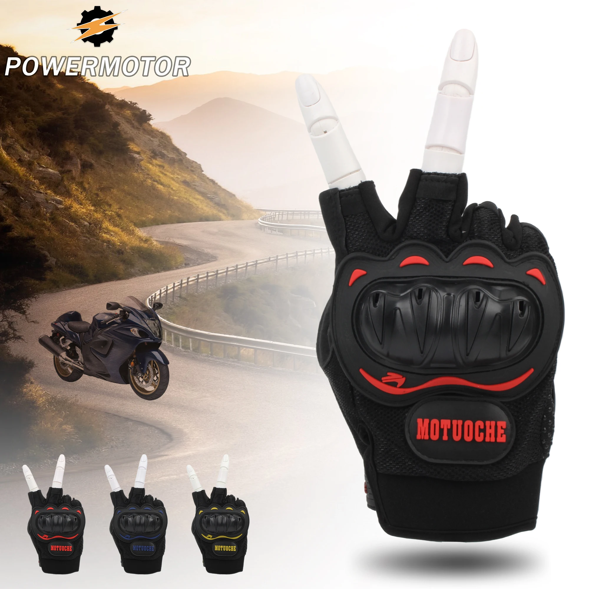 Motorcycle Gloves Half Finger Cycling Gloves Motocross Off-Road Racing Anti Slip and Anti Fall Touch Screen Gloves Sports Gloves