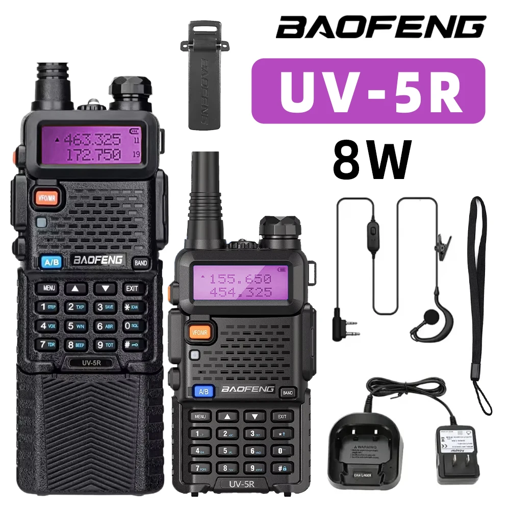 1/2 STKS BaoFeng UV-5R 8 W Tri-Power Walkie Talkie High Power Dual Band Lange afstand 128 CH Draagbare Handheld UV 5R Ham Twee Manier Radio