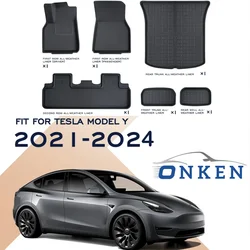 Tappetini per Tesla Model Y 2021-2024 tappetini per bagagliaio per tutte le stagioni tappetino Set completo rivestimenti per carico antiscivolo impermeabili in gomma sinistra