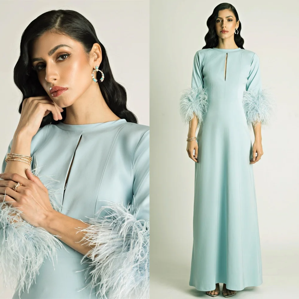 Robes de soirée en Jersey personnalisées, col rond, manches 3/4, robes de soirée formelles, à la mode, pour occasions spéciales