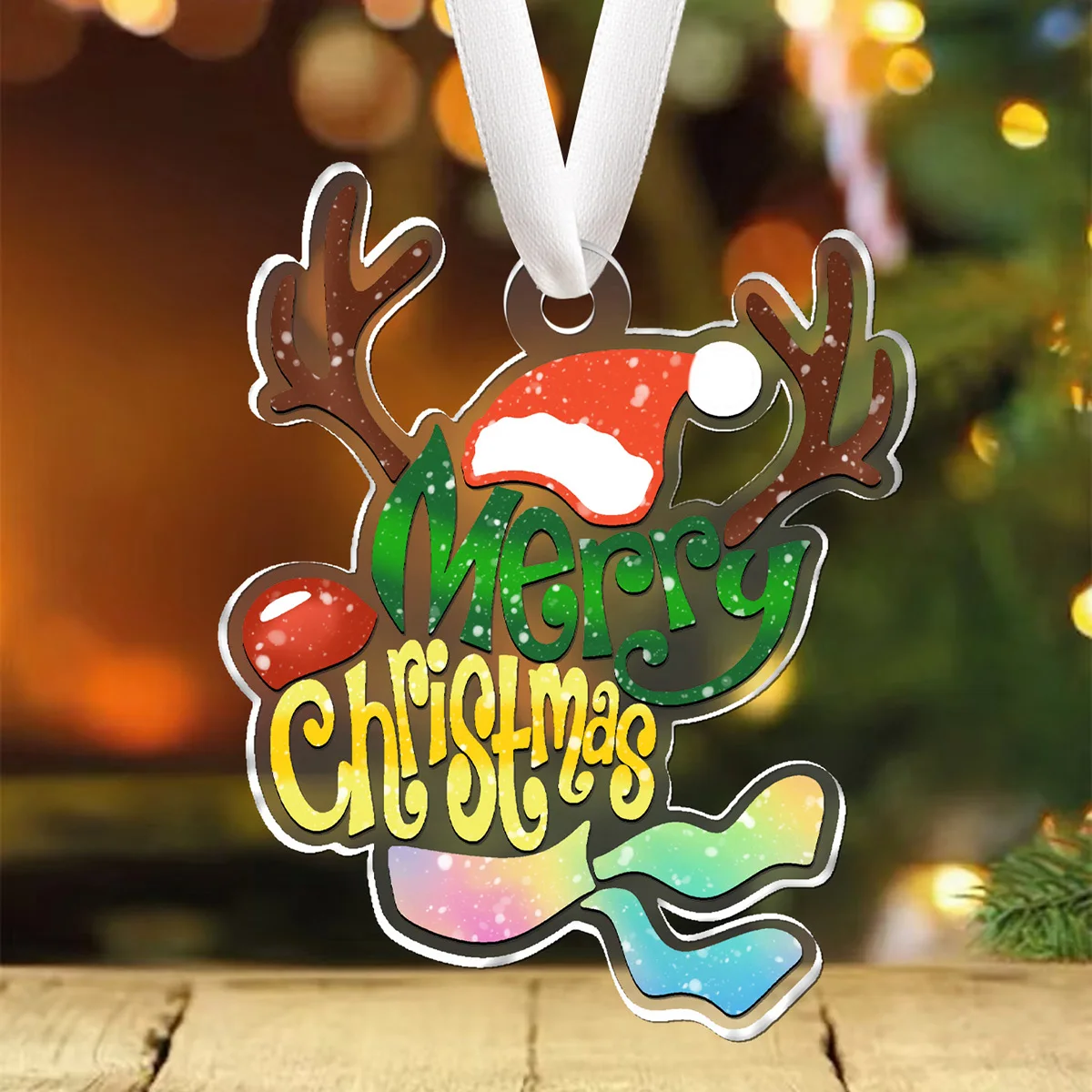 

1pc Merry Christmas Drop Ornaments Crystal Acrylic Cartoon Xmas Pendant Ornament for Home Party Decoration Car Decor Accessories