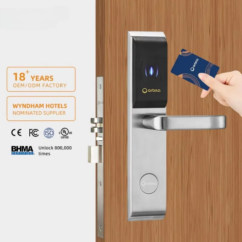 Electronic digital hotel smart key card door lock system for hotel rooms, hotel door lock with management software system