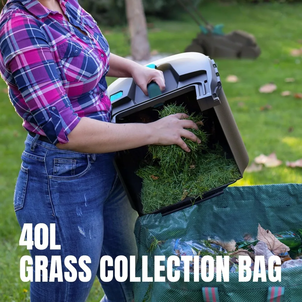 Tondeuse à gazon électrique sans fil, tondeuse à double lame 2x20V 16, réglages de 6 hauteur, piles 2x4.0Ah, coupe haute performance