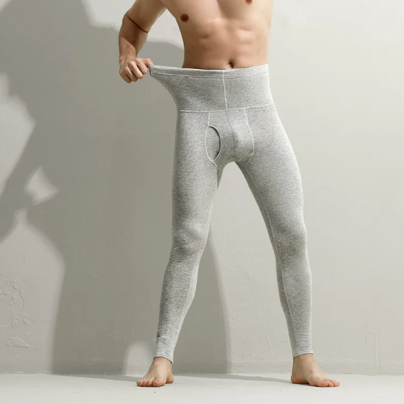 men's pure cotton single-piece, tled thermal pants, tight underpants, high-waisted pants