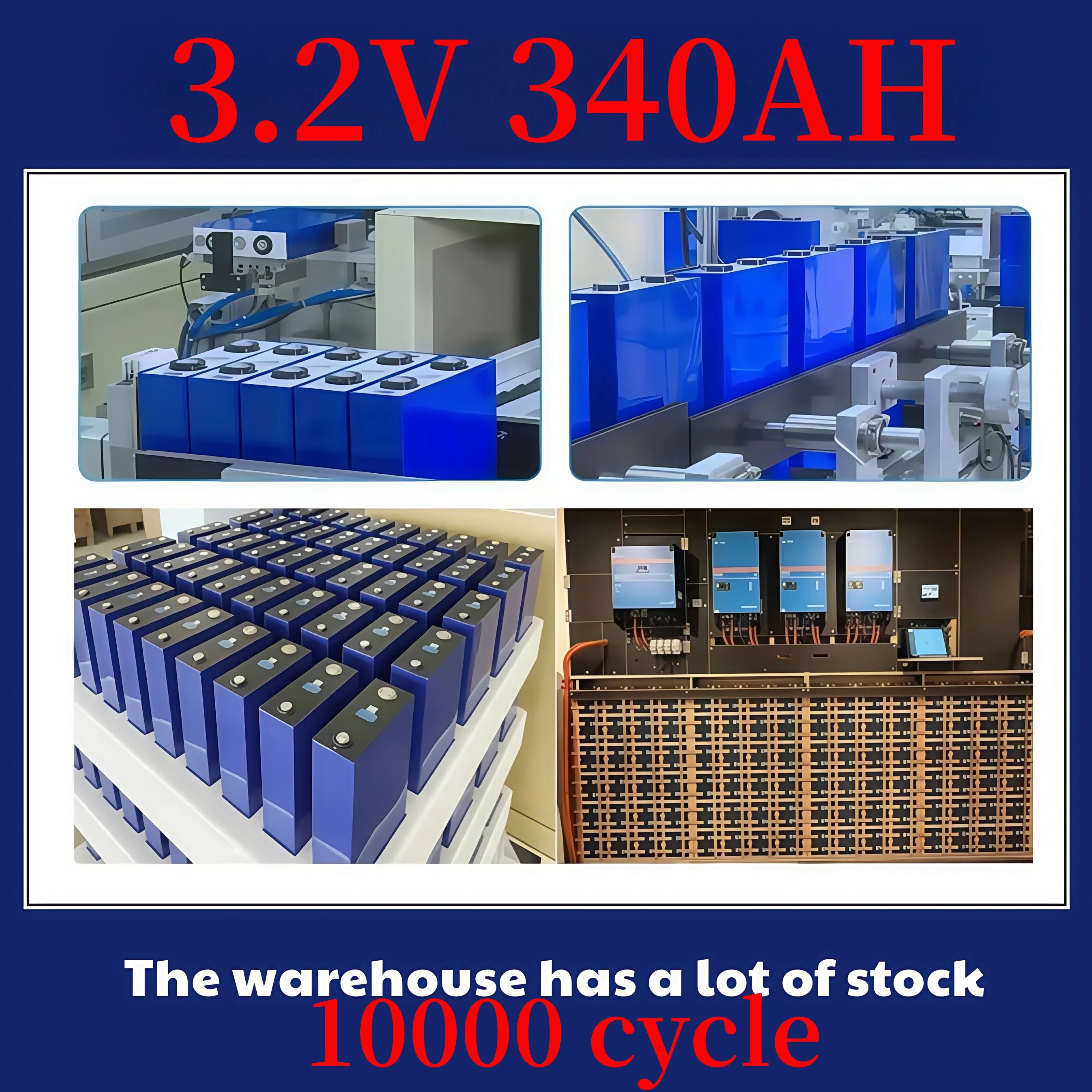 

Grade A 10000 cycle 3.2V 340Ah Lifepo4 Rechargeable Cell Battery Lithium iron phosphate For DIY 12V 24V 48V golf cart camping