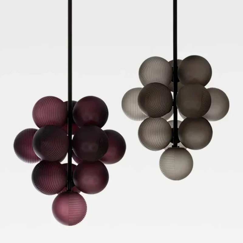 Nordic Modern Creative Grape Glass Ball Chandelier Bedroom Dining Room Living Room Art Decoration G9 Light Source Pendant Light