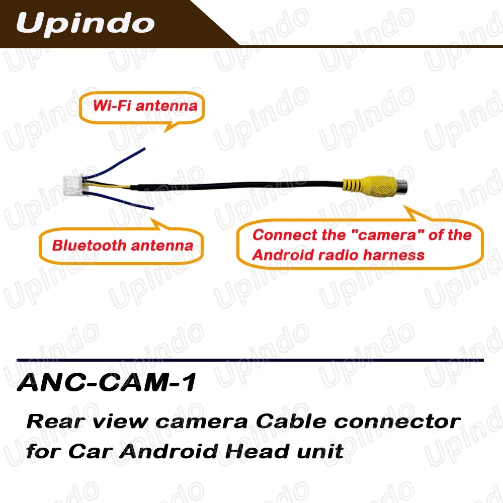 1 2 DIN Car Android Radio Head Unit 10-Pin Reverse Rear View Cable Camera Wiring Harness RCA Input Plug Connector Adapter