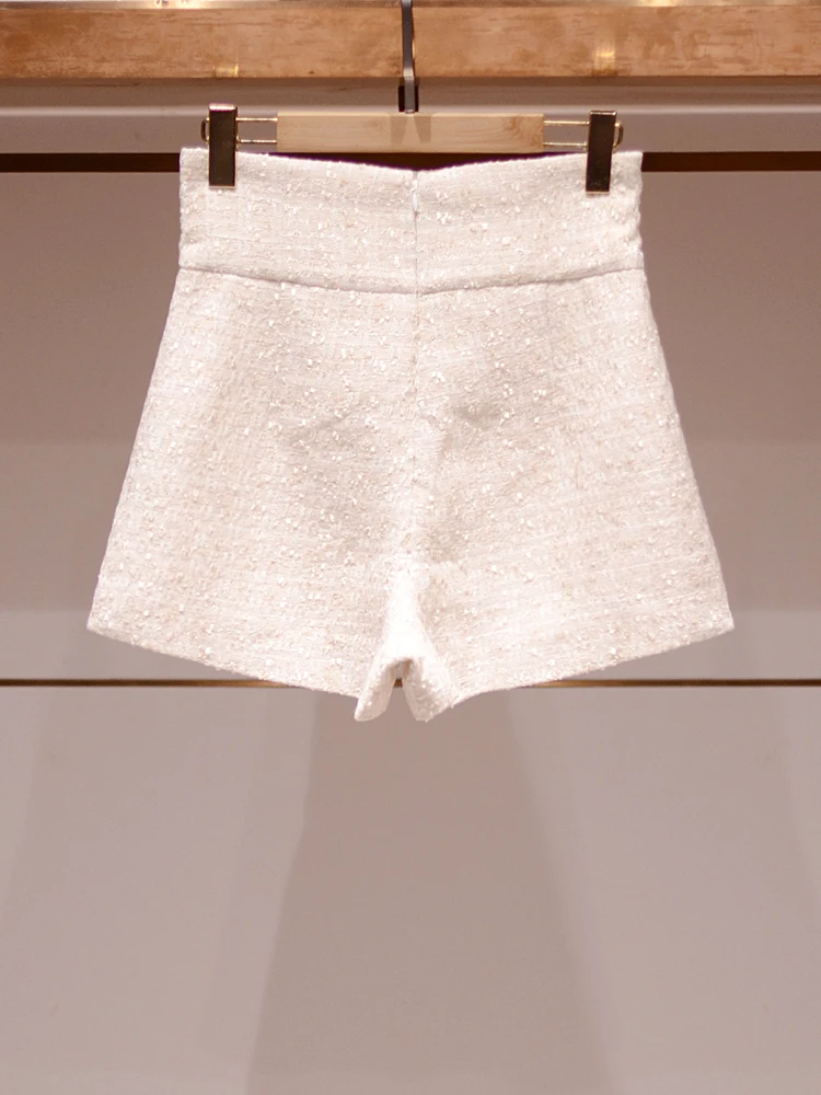   Calças de Cintura Alta e Pernas Largas para Mulheres, Casual, Em Tweed, Novidade de Outono, Estilo Elegante para o Dia a Dia