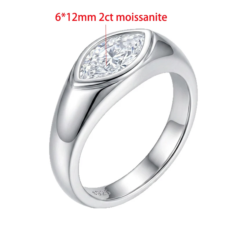 Smyoue Trendy 0.5-2CT Marquise Cut Moissanite Ring for Woman Wedding Proposal Band 18k Plated S925 Sterling Silver Fine Jewelry