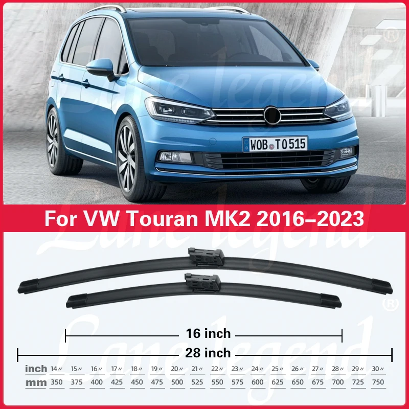 Car Wiper For VW Volkswagen Touran 5T 2016 - 2023 Front Rear Wiper Blade Windshield Windscreen Rubber Car Rain Brush 28\