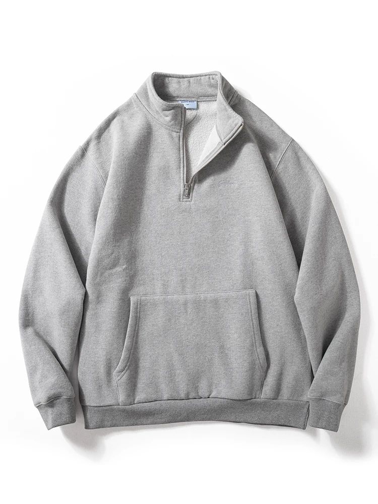 

Men's Hoodie Sweatirt f Zipper Fce Lined Warm Overhead Loose Fit Stand Collar Autumn Winter New Sle Casual Outerwear