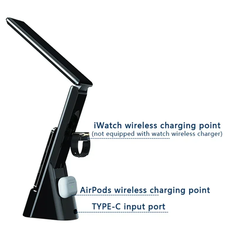 5IN1 Alarm Clock Wireless Charger Stand for IPhone 15 14 Plus 13 12 11 ProMax Watch AirPods Table Lamp 15W Fast Charging Station