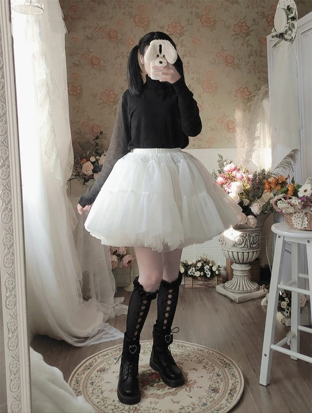 Super Fluffy Petticoat 45 cm Lolita Cosplay Party Underskirt for Girls Short Tutu Skirt Women Rockabilly Crinoline Pettiskirt