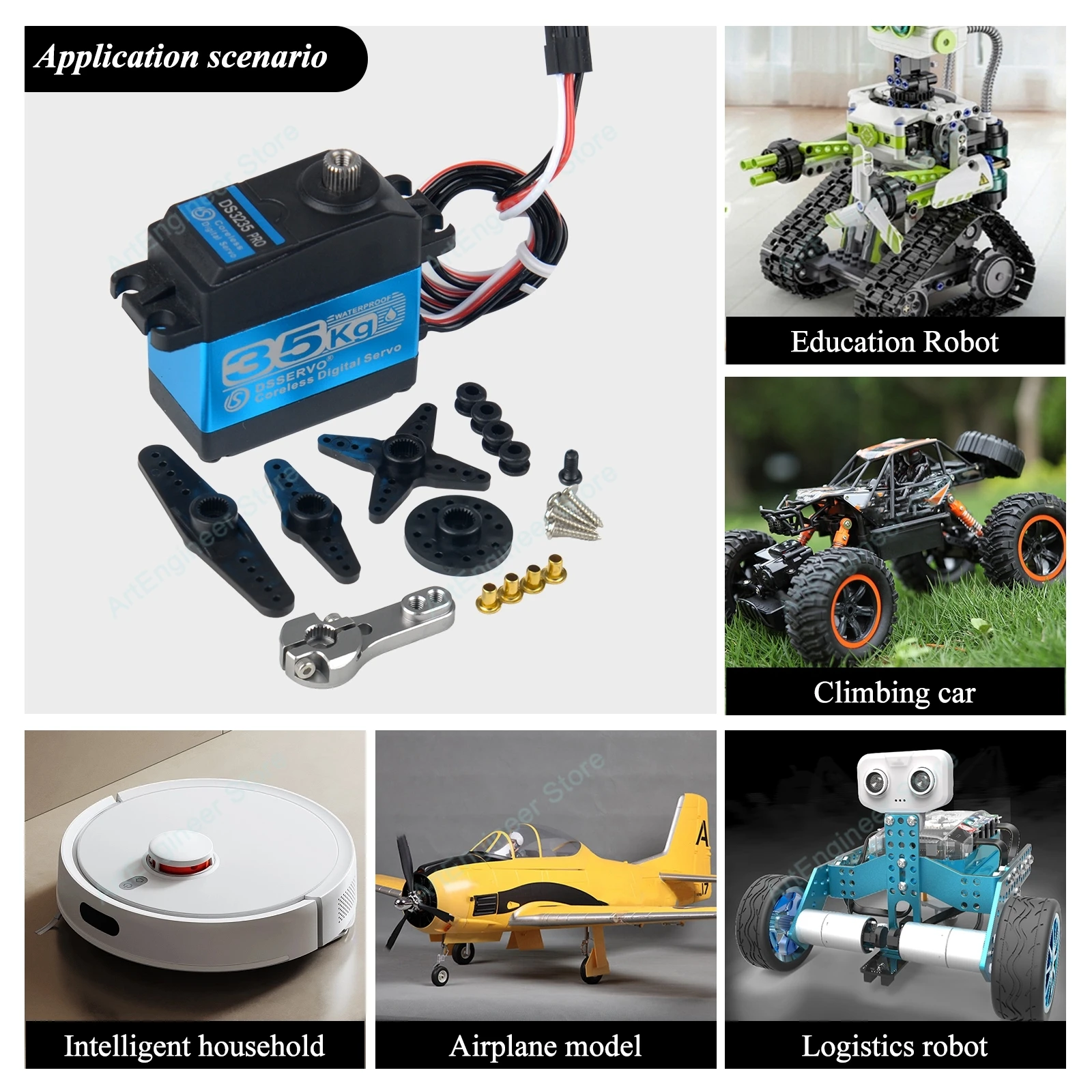 DS3235 PRO 35 kg High-Torque Digital Servo Metal Gear Wasserdichter IP66 Coreless Motor für 1/8 1/10 1/12 RC Autos 180 ° /270 °   Optional