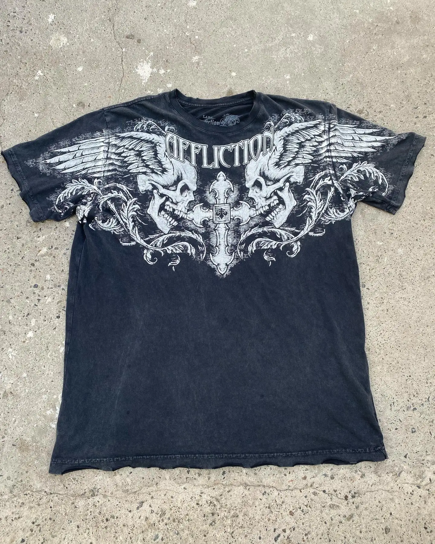 

GELITAYIN American Hip Hop Gothic Printed Cotton T-shirts Men Y2K New Street Fashion Joker Short Sleeved Couples Casual Loose T-
