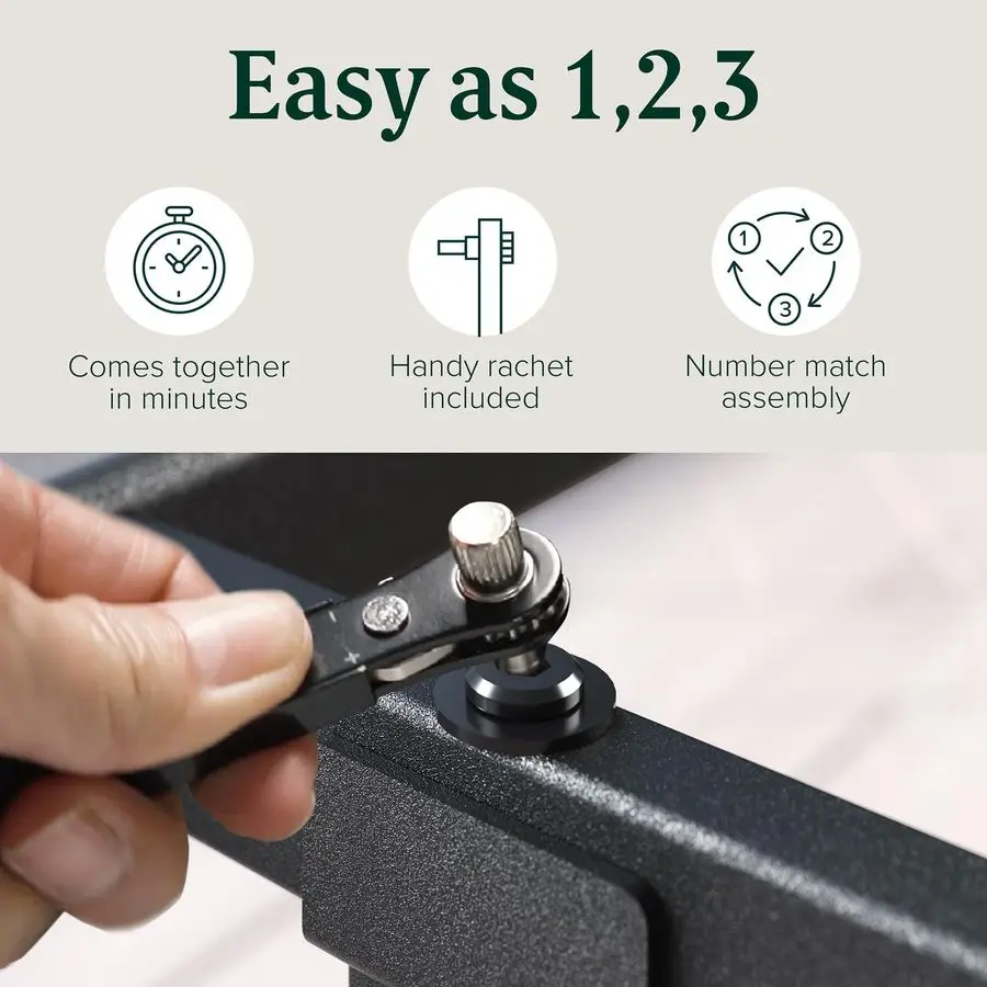 Rumi 14in Queen Metal Bed Frame, Quick Assembly SmartBase Mattress Foundation, Heavy Duty Sturdy Steel with No Box Spring Neede