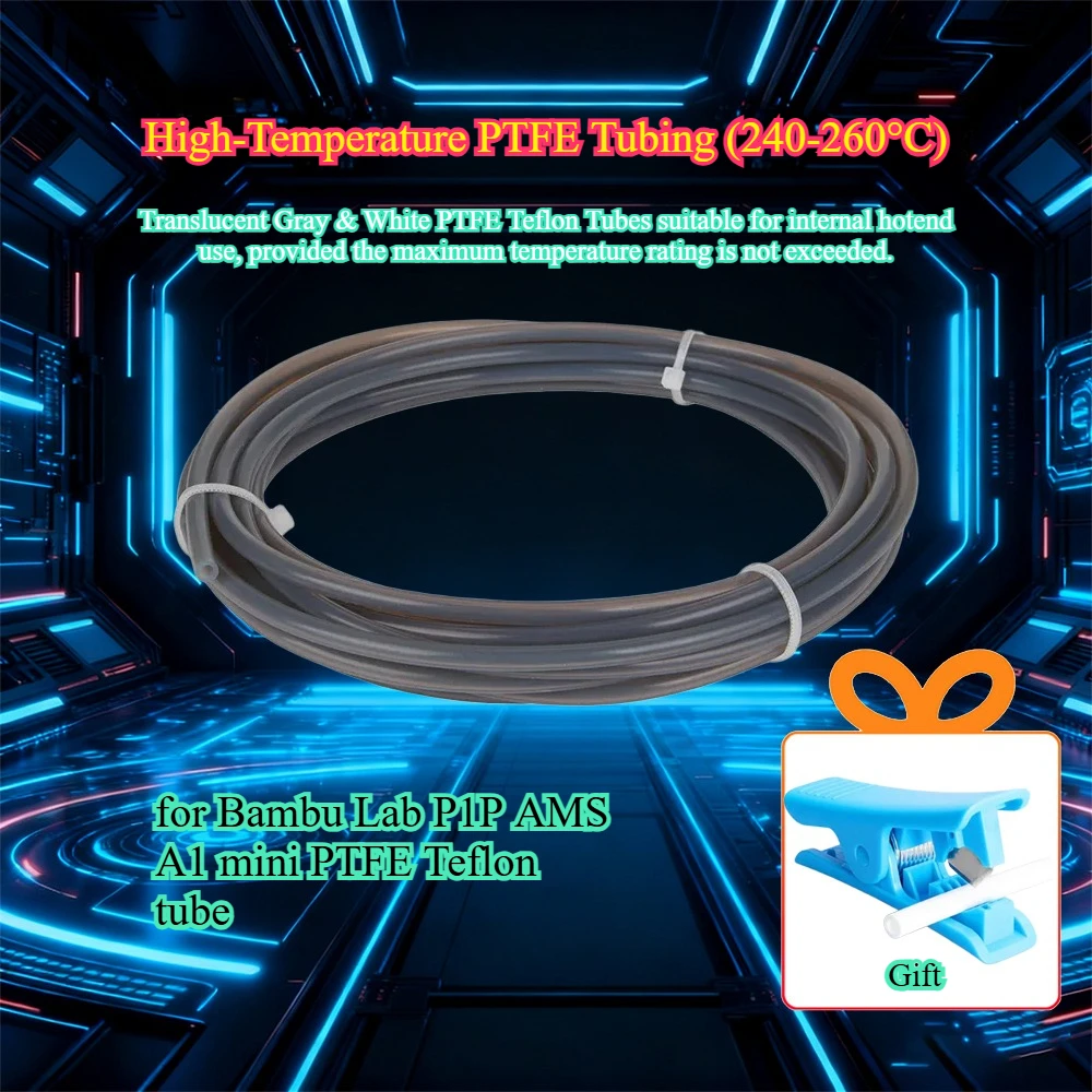 

Для Bambu Lab P1P/AMS/A1 Мини-трубка из ПТФЭ 4x2,5 мм - 8/4 метра расходная тефлоновая подающая трубка с резаком, замена OEM