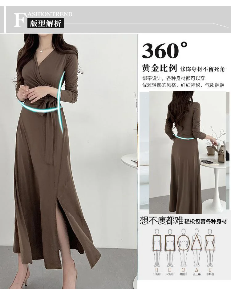 Vestido largo de manga corta para mujer, falda con cuello en V, estampado Vintage francés, con cordones, ajustado, para playa, Corea 2023, envío