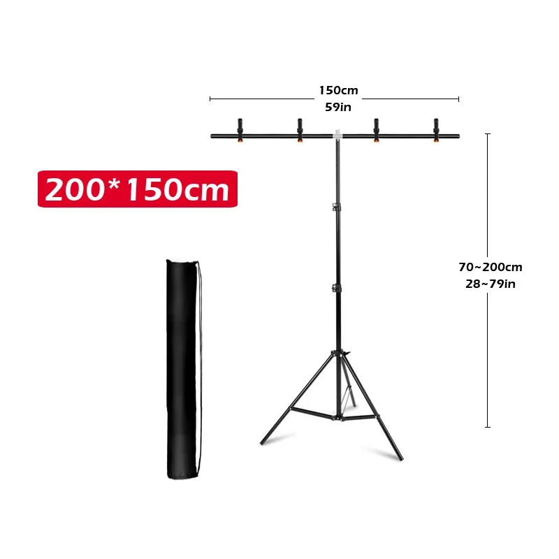 TENWISH Supporto per fondale in vinile a forma di T da 2 m Sistema di supporto per sfondo in PVC per la ripresa di prodotti Chroma Key Green Screen