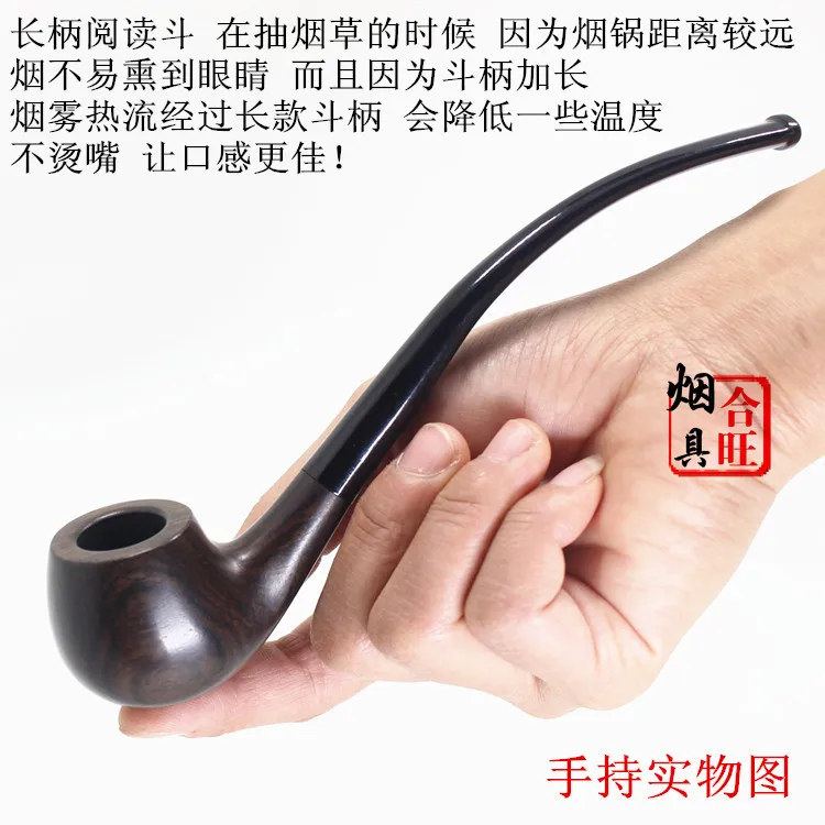 

Ebony curved pipe for smoking, tobacco holder, cigarette accessories