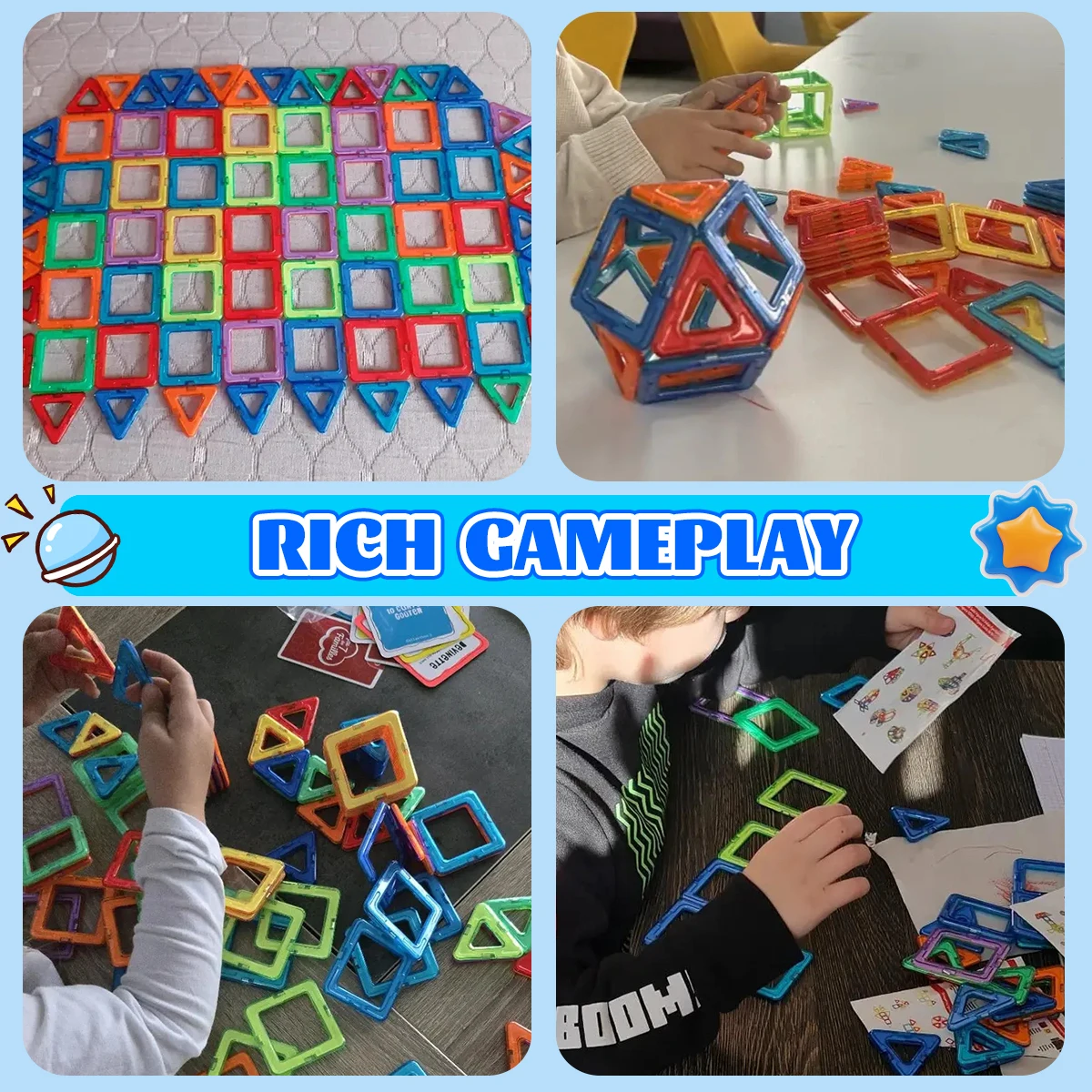 중간 크기 자기 빌딩 블록, DIY 자석 장난감 세트, 어린이 디자이너 건설, 어린이를위한 선물, 생일 할로윈 선물 장난감