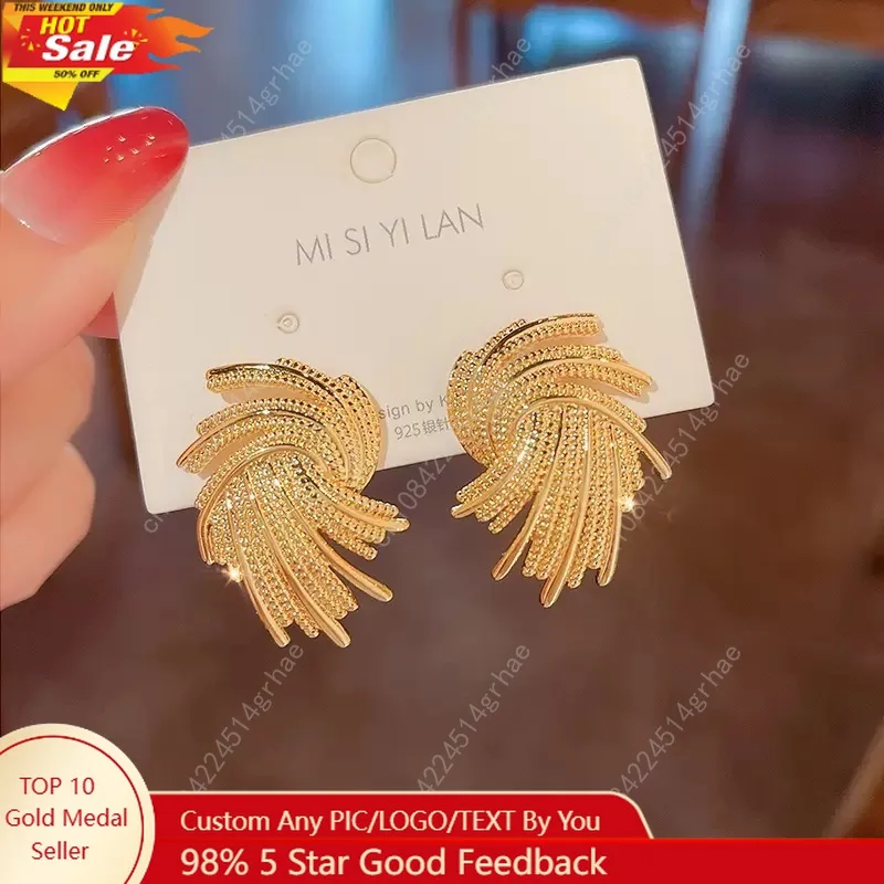 

Серьги-гвоздики золотого цвета с металлическим плетением и крыльями для женщин, модные свадебные украшения с милой геометрией, романтический подарок на День святого Валентина