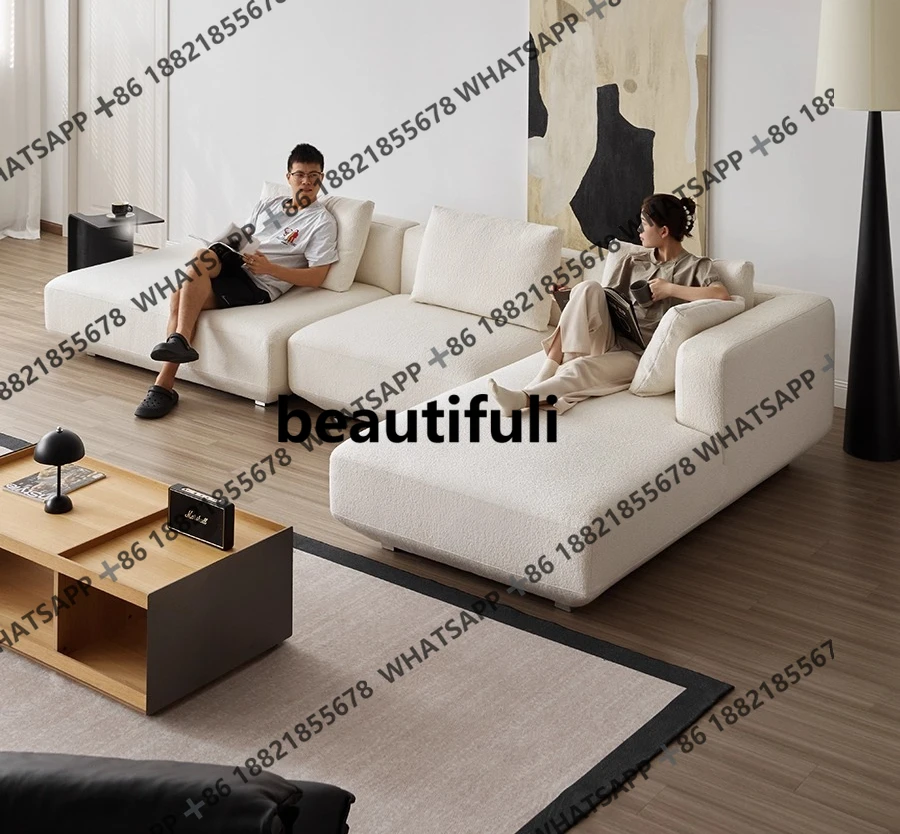 Minimal small apartment, combination sofa circle fleece cream wind corner concubine seat fabric sofa