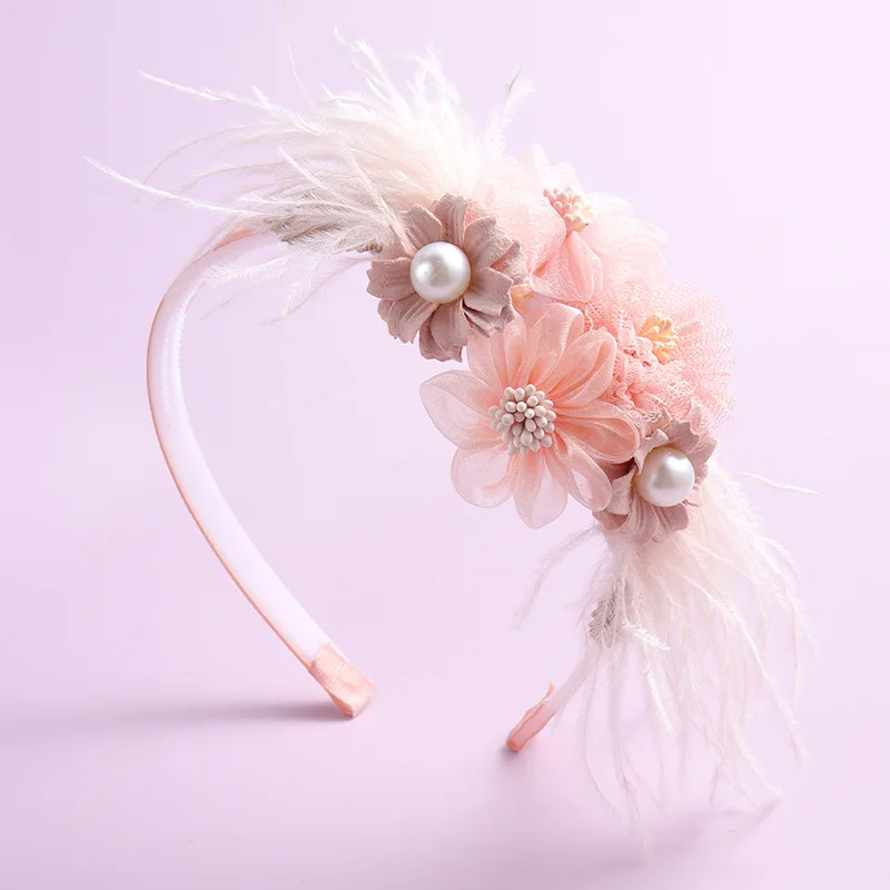 Bandes de sauna en plumes de perles faites à la main pour filles, couronne de mariage mignonne, vêtements de sauna de fête de danse de princesse,