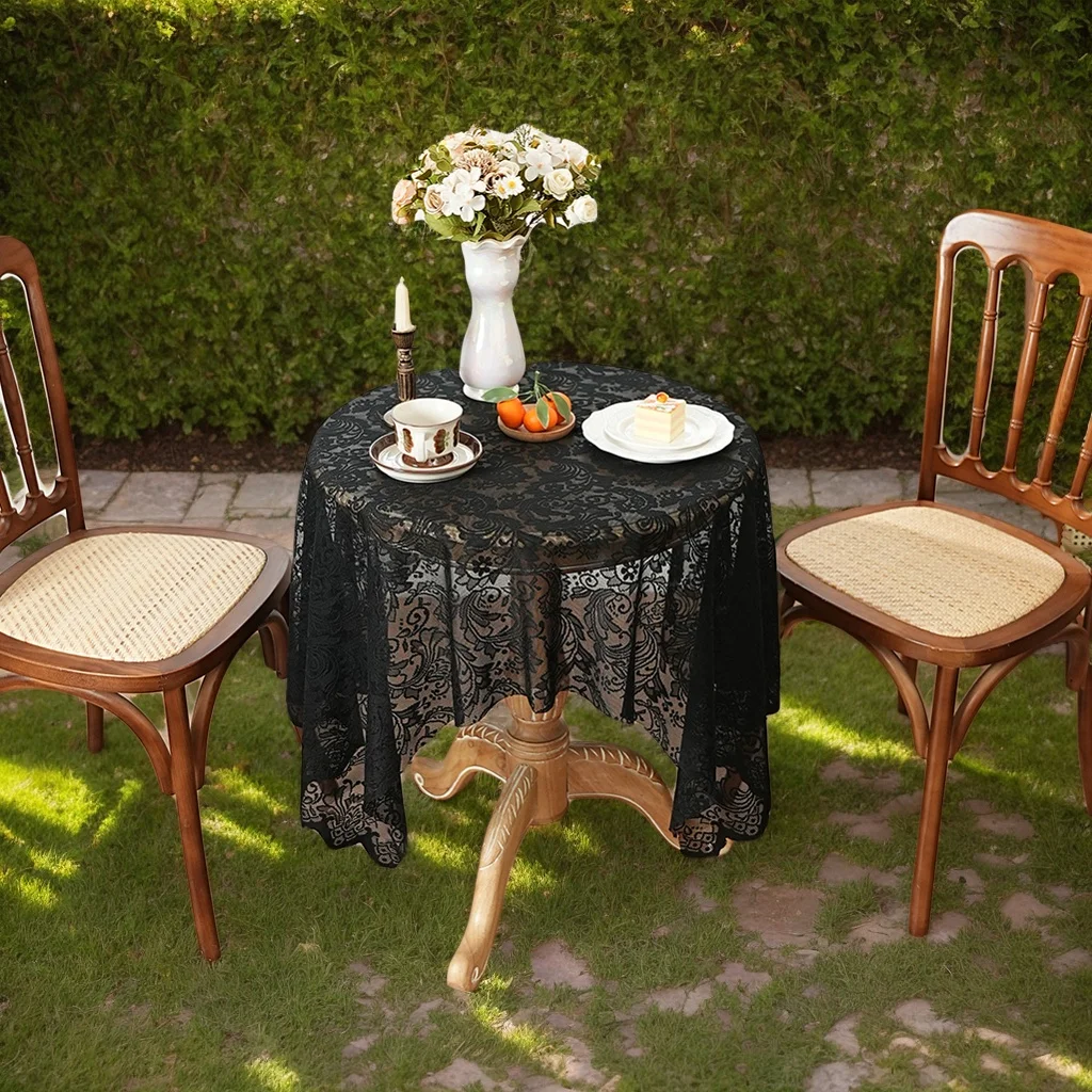Black French Luxurious Lace Hollow out Rectangle Tablecloth for Dining Table Or Coffee Table Decorative Cover Cloth
