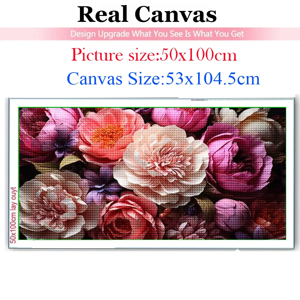 Large DIY 5D Diamond Painting Big Peony Flowers Landscape New 2024 Full Square Round Mosaic Diamond Embroidery Sale Large Size