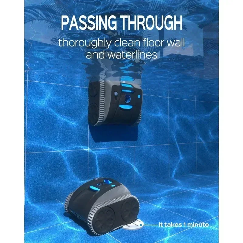 Nettoyeur de piscine robotique d'escalade murale avec technologie de navigation intelligente, indicateur LED, aspirateur automatique pour piscines enterrées