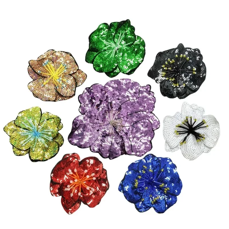 

Handmade Beads Embroidery Flower Colorful Sequins Patch Cloth Decorated With DIY Auxiliary Material Large Repair Hole Applique
