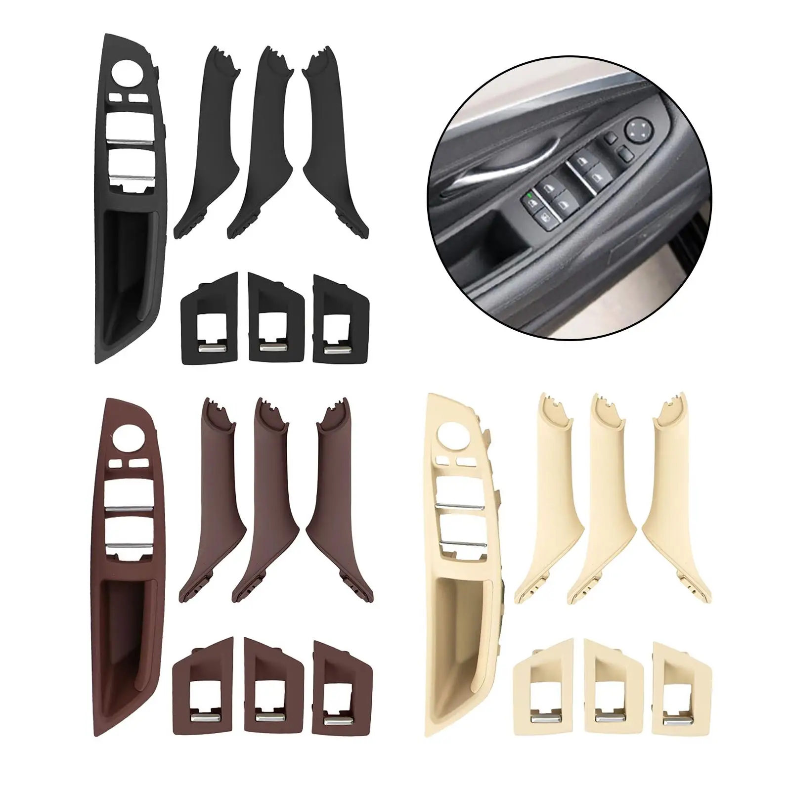 

7-pack Interior Door Handle Plate Cover LHD for BMW 5 Series F10 F18 Premium
