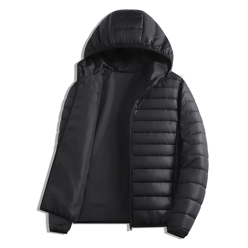 

Men White Duck Down Jacket Ultra Light Casual Coat Mens Thermal Hooded Parkas Autumn Winter Daily Cold Proof Warm Quilted Jacket