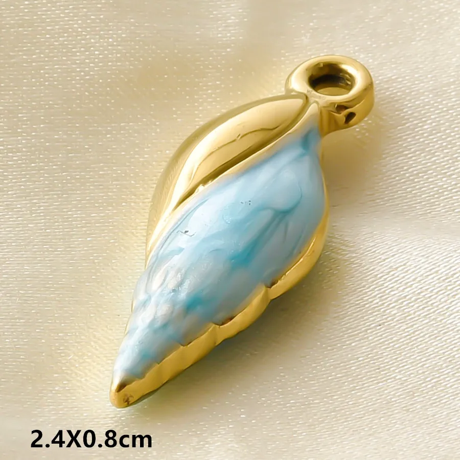2/6 Stück echt vergoldete Anhänger mit Meeresmotiven, Emaille-Wellen, Seepferdchen, Schildkröte, Edelstahl-Charms für die Schmuckherstellung, Schlüsselanhänger, Großpackung – Detail 13