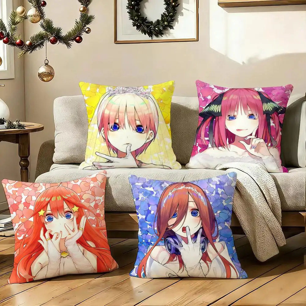 The Q-Quintessential Quintuplets Cushion Cover Soft Plush Sofa Cushion Cover｜Double-Sided Decorative Pillow Case｜Warm Home Gift