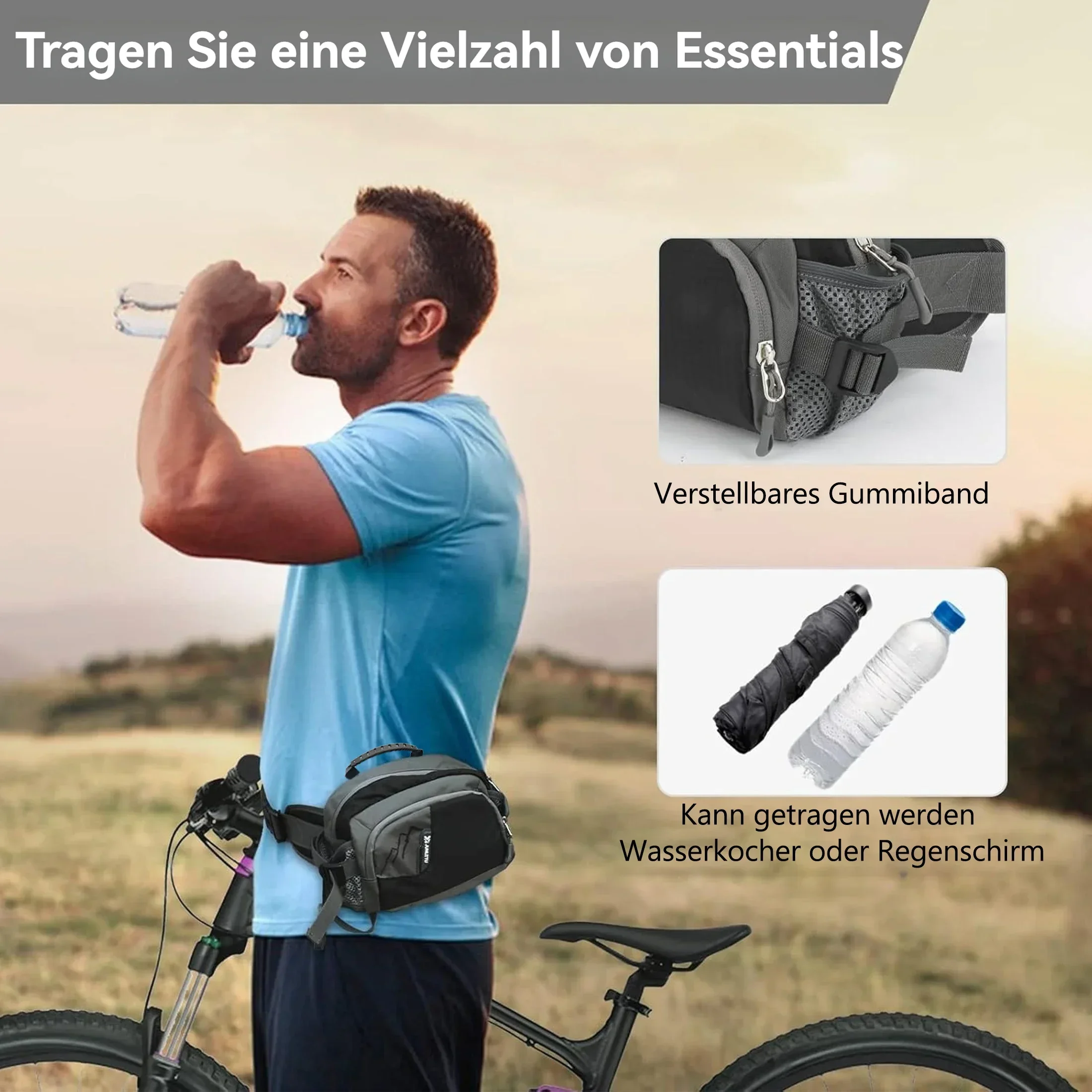 Gürteltaschen, Bauchtasche, Wasserdicht Hüfttasche, für Herren und Damen, Groß Handytasche, verstellbar, für Klettern, Reisen