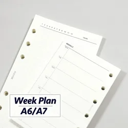 Fromthenon Minimalist Ledger Loose Leaf Paper A6A7 Weekly Plan Replacement Core Paper Schedule Inner Page