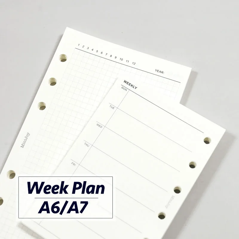 Fromthenon Minimalist Ledger Loose Leaf Paper A6A7 Weekly Plan Replacement Core Paper Schedule Inner Page