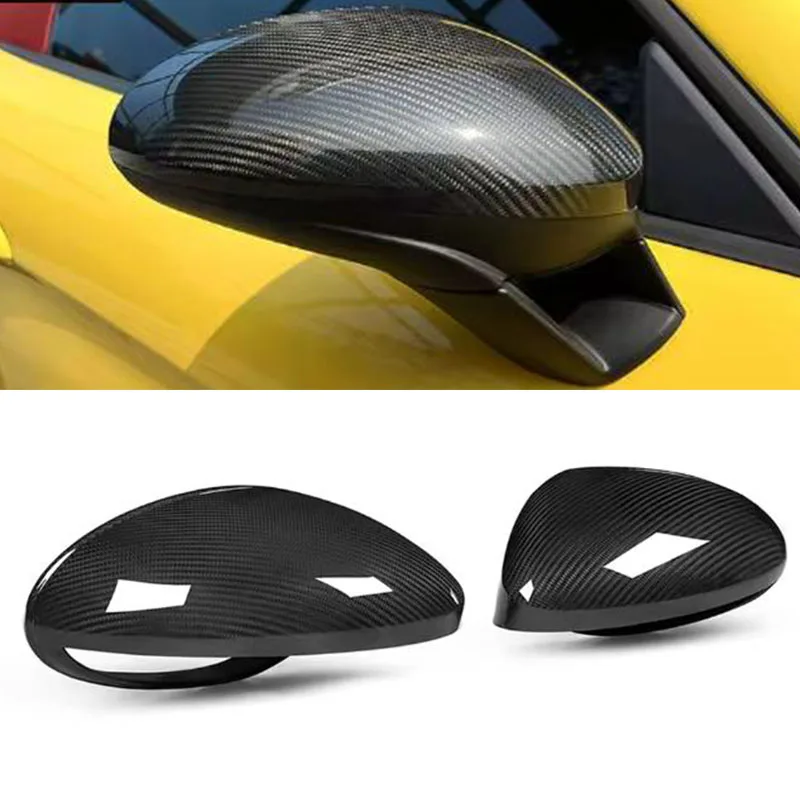 

Real Dry Carbon Fiber Car Door Side Wing Rearview Mirror Cover Caps Glossy For Porsche 718 982 2016-2021 OEM Style