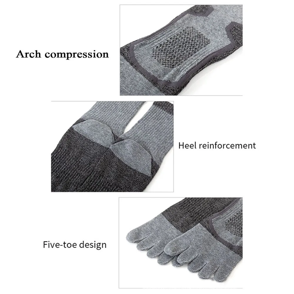 Mens Five Finger Socks Breathable Middle Tube Athletic Socks Winter Cotton Split-toed Socks Outdoor Stretch Causal Soccer Sock